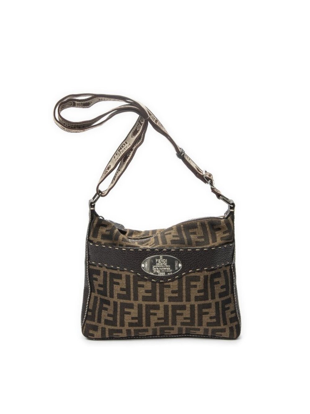 Fendi Front Pocket Crossbody Brown Dark Zucca Canvas